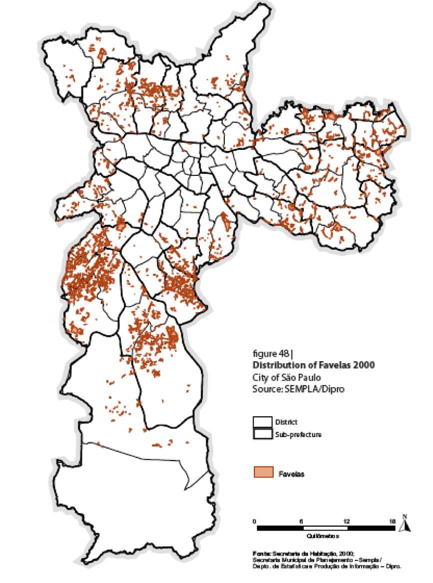kartet av Sao Paulo favelas
